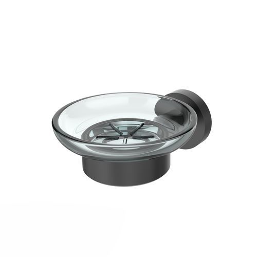 Wall-mounted soap dish - 5485936 - ERLAU - stainless steel / glass / black