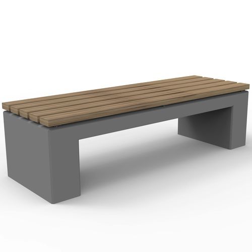 Contemporary public bench - Urbano Cubo 5008491 - ERLAU - iroko / bamboo / concrete