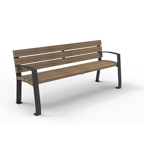 Contemporary bench - 5529539 - ERLAU - iroko / bamboo / galvanised steel