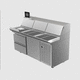 pizza prep table / meat / for sandwiches / stainless steel