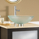 countertop washbasin / glass / with adjustable mirror / round