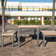 contemporary picnic table / hardwood / powder-coated steel base / rectangular