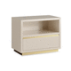 contemporary bedside table / lacquered wood / brass base / rectangular