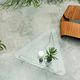 contemporary coffee table / glass / stainless steel / triangular