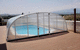 low swimming pool enclosure / telescopic / wooden / polycarbonate