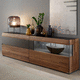 contemporary sideboard / solid wood / walnut / glass