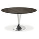 contemporary table / chromed metal / chromed metal base / round