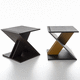 contemporary stool / lacquered MDF / lacquered MDF base / X-base