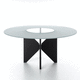 contemporary table / Valchromat® / lacquered MDF / glass