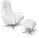 Scandinavian design armchair / fabric / leather / with footrest