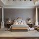 double bed / classic / with upholstered headboard / solid wood