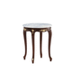 traditional side table / marble / mahogany / round