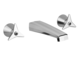 double-handle washbasin mixer tap / wall-mounted / chromed metal / bathroom