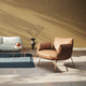 contemporary armchair / fabric / leather / metal