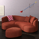 semicircular sofa / organic design / fabric / leather