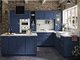 traditional kitchen / wooden / frosted glass / island