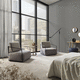 contemporary armchair / fabric / wooden / gray