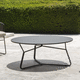 contemporary coffee table / HPL / stainless steel base / round