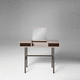 contemporary dressing table / matte lacquered wood / lacquered steel / leather