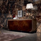contemporary sideboard / rosewood / leather / marble