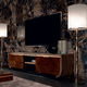 contemporary TV cabinet / rosewood / leather