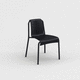 contemporary dining chair / plastic / powder-coated steel base / gray