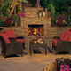 wood-burning fireplace / free-standing / central / outdoor