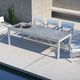 contemporary dining table / tropical wood / aluminum base / rectangular