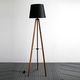 floor-standing lamp / stainless steel / wooden / industrial style