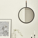 wall-mounted mirror / contemporary / round / nickel