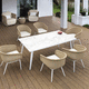 contemporary dining table / glass / aluminum base / rectangular