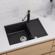 single-bowl kitchen sink / with drainboard / composite / undermount