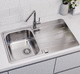 single-bowl kitchen sink / with drainboard / stainless steel / integrated