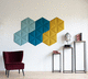 wall-mounted acoustic panel / Velcro® / hexagonal / colored