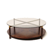 contemporary coffee table / wooden / glass / round
