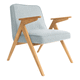 contemporary armchair / fabric / solid wood / oak