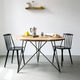 contemporary dining table / oak / steel / round