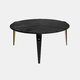 contemporary coffee table / leather / metal base / round