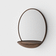 wall-mounted mirror / contemporary / oval / solid wood