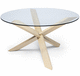 contemporary table / glass / wooden base / round