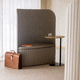 contemporary visitor armchair / fabric / plywood / high-back
