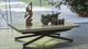 contemporary coffee table / glass / melamine / metal base