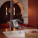 modern armchair / leather / fabric / metal
