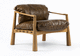 contemporary armchair / leather / fabric / wooden