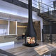 wood-burning fireplace / wall-mounted / central / closed hearth