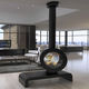 gas fireplace / wall-mounted / double-sided / closed hearth