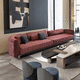 contemporary sofa / red / leather / metal base