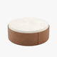 contemporary pouf / fabric / leather / round