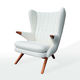 contemporary armchair / fabric / oak / teak