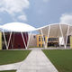 PVC-coated glass fabric architectural membrane / PVC / for public spaces / for tensile structures